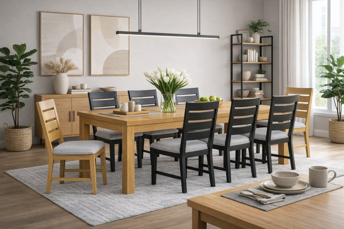 9-Piece Dining Set (Oak/Black)