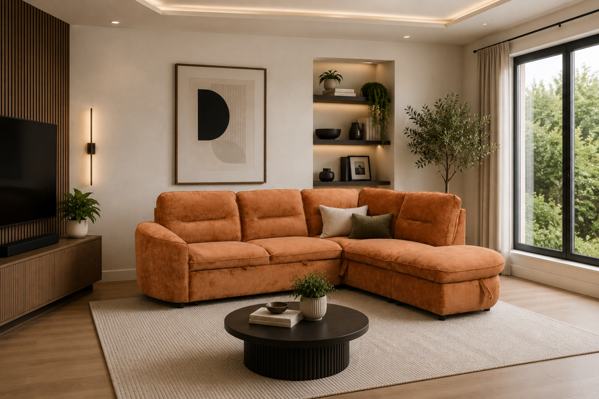 RHF Sectional Sleeper (Burnt Orange)