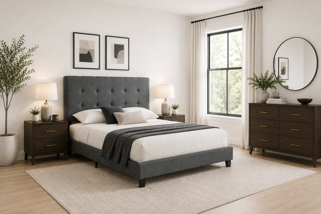 Twin Platform Bed (Dark Grey)