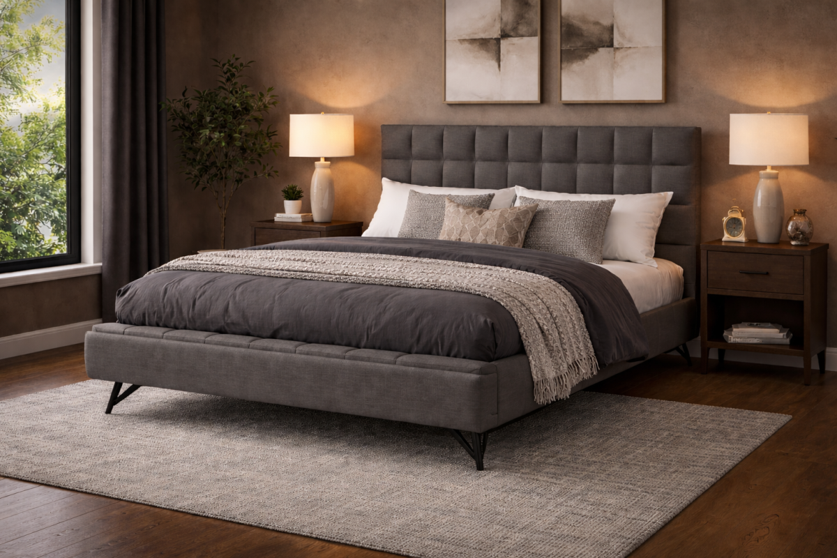 King Platform Bed (Grey)