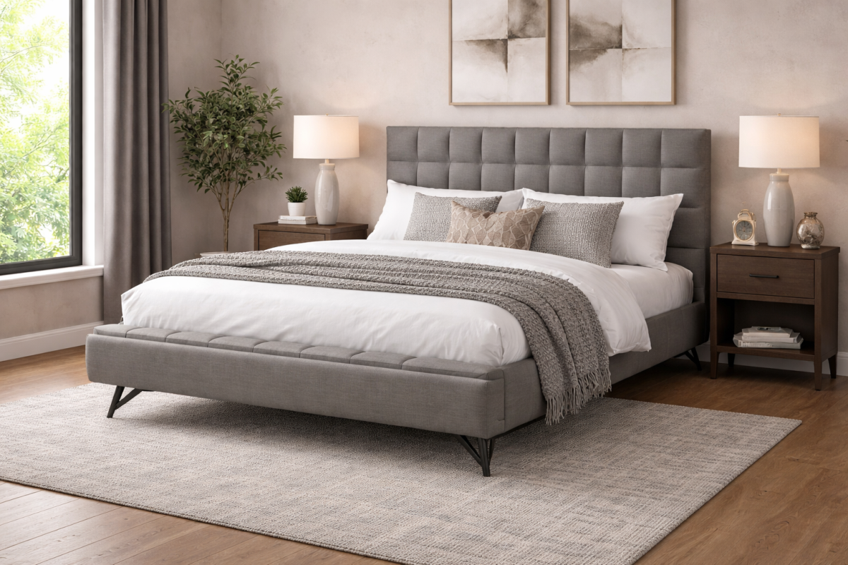 King Platform Bed (Grey)