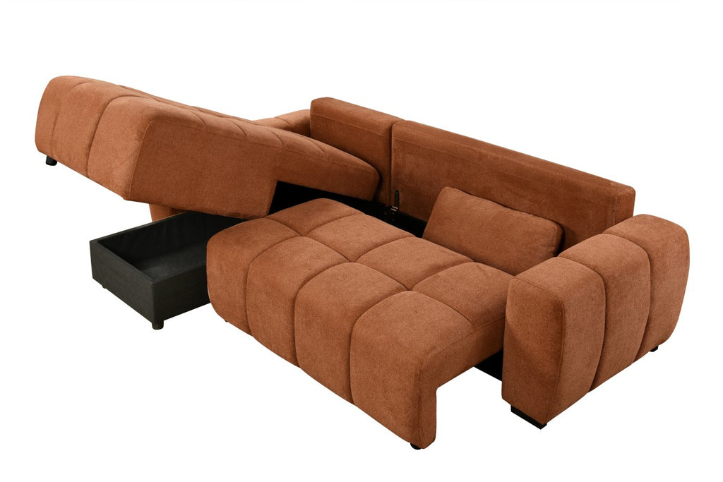 LHF Sectional Sleeper (Burnt Orange) - 782612