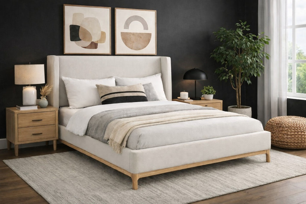 Queen Bed Frame (Beige) - 828921