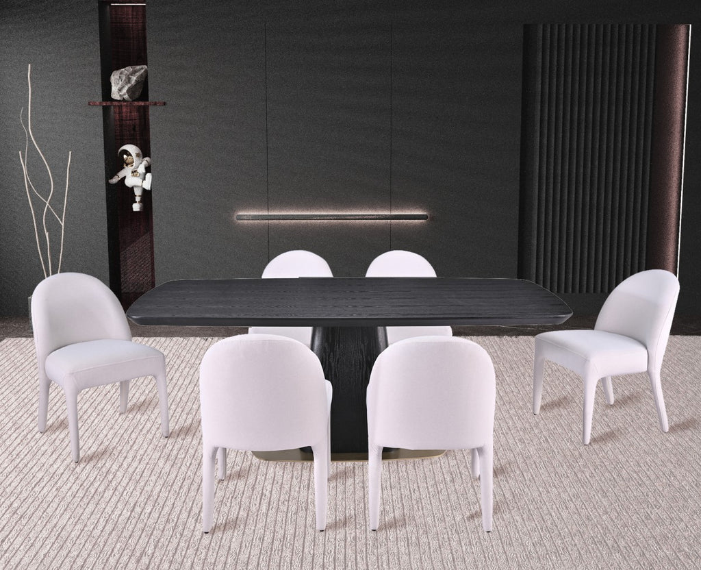 7-Piece Dining Set (Black/Beige)