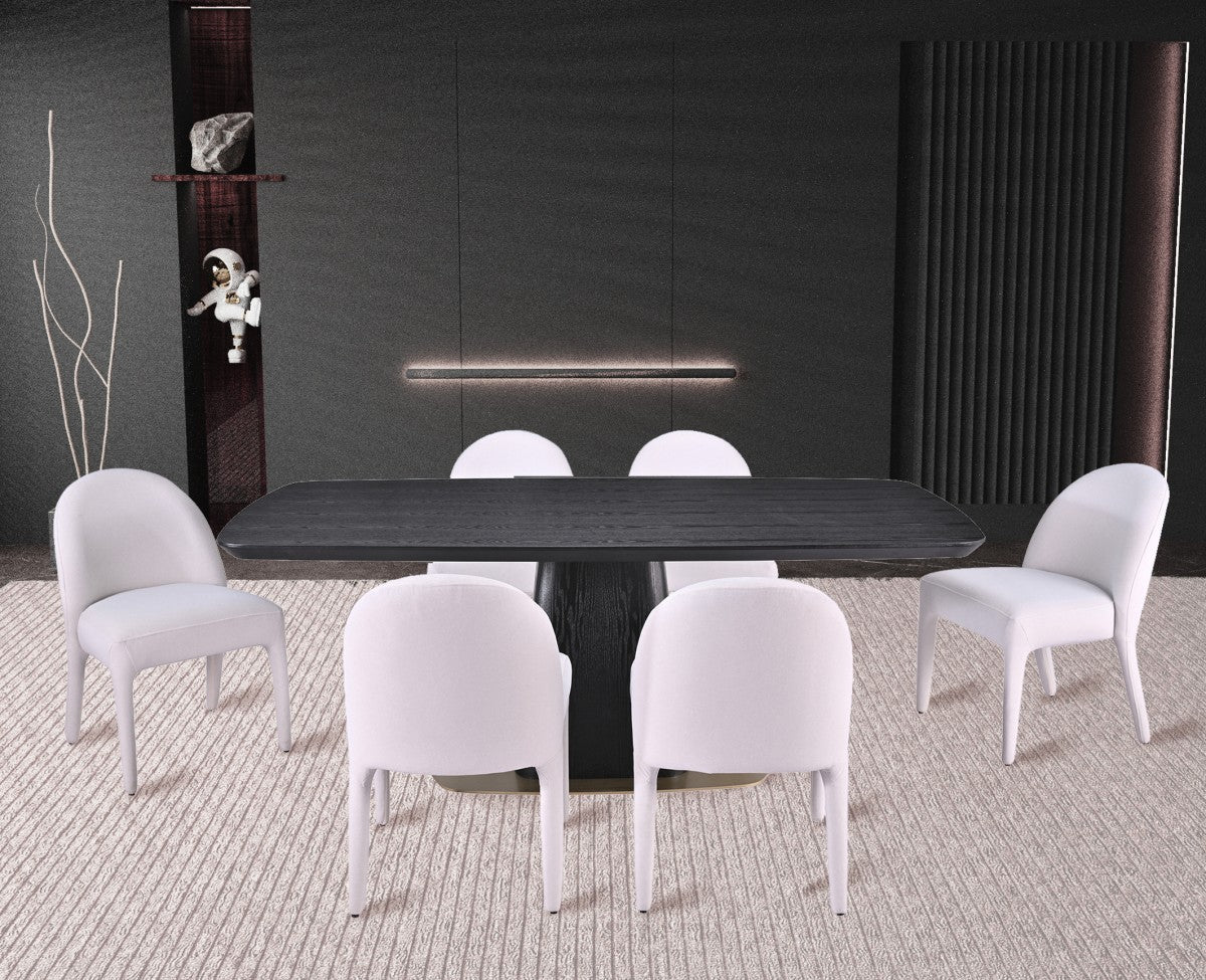 7-Piece Dining Set (Black/Beige)