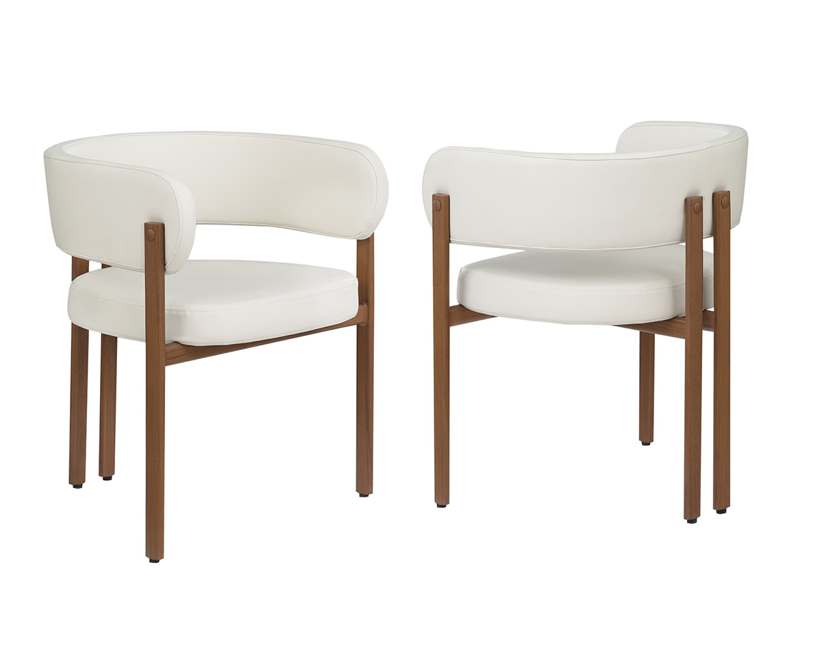 Caliste Dining Chair (Cream/Walnut) (Set of 2)