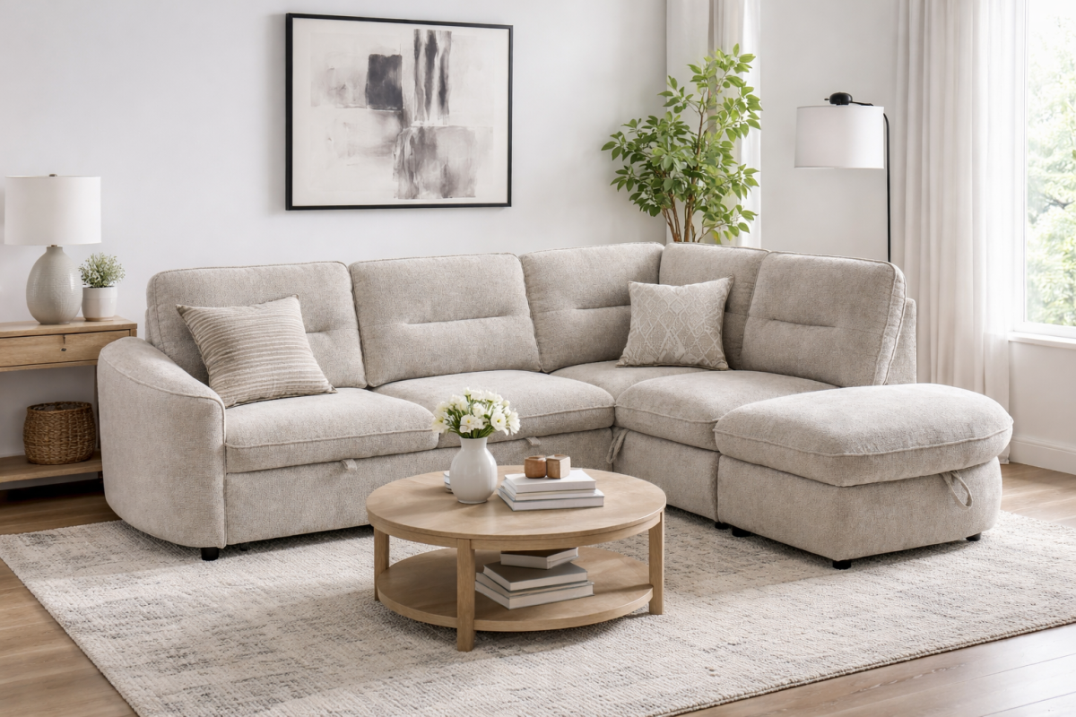 LHF Sectional Sleeper (Beige)