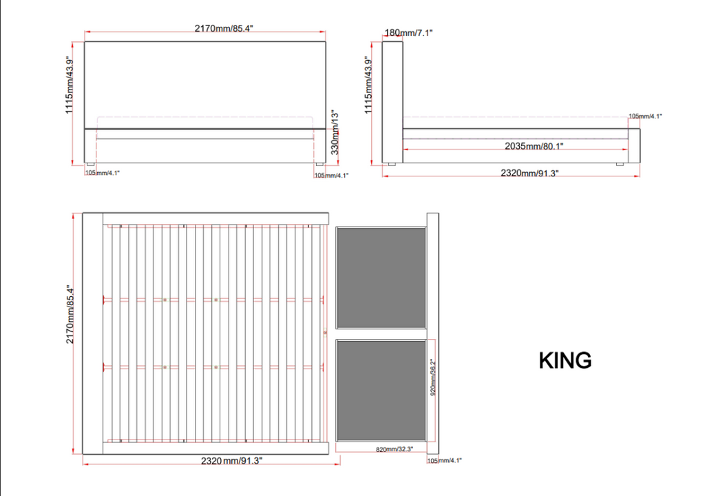King Storage Bed (Beige)