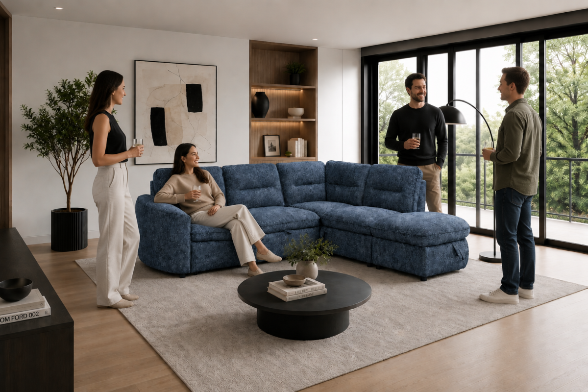 RHF Sectional Sleeper (Blue)