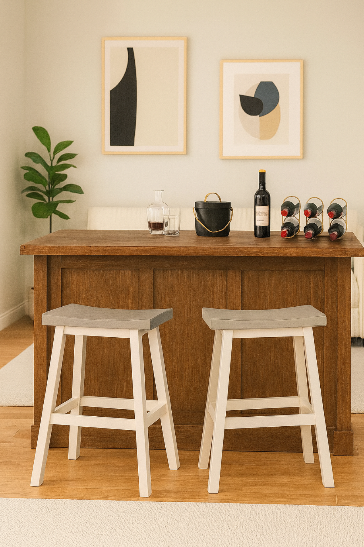 Counter Stool (Grey/White) (Set of 2) - 11225-24-OW