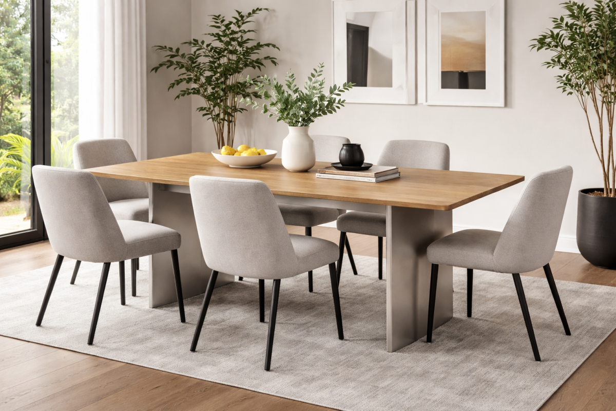 Dining Table (Oak/Matte Chrome)