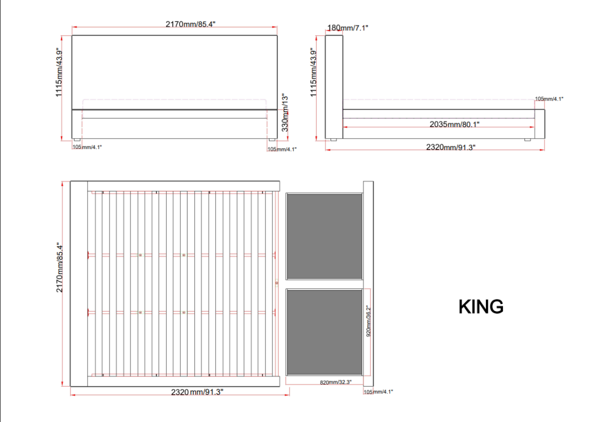 King Storage Bed (Blue)