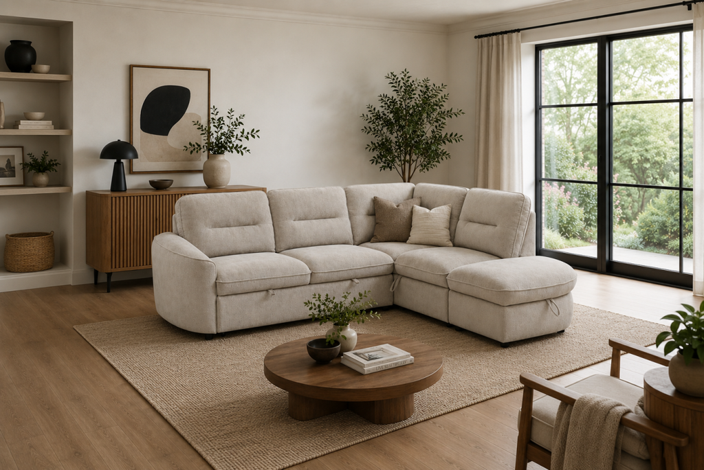 RHF Sectional Sleeper (Beige)
