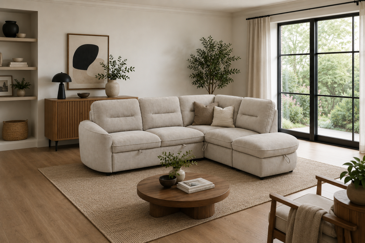 RHF Sectional Sleeper (Beige)