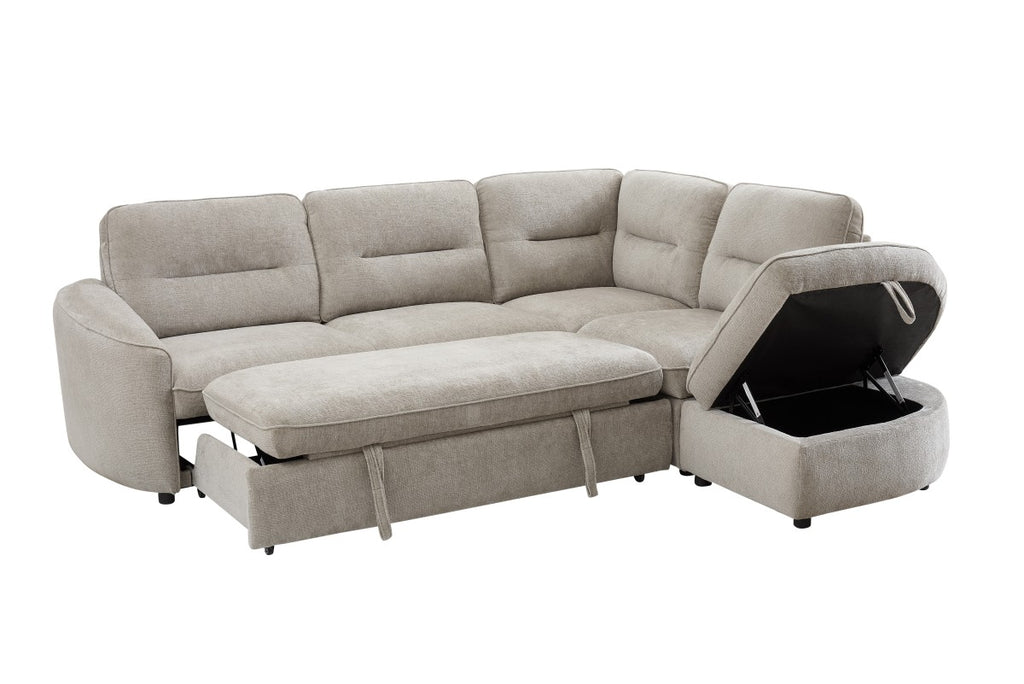 RHF Sectional Sleeper (Beige)