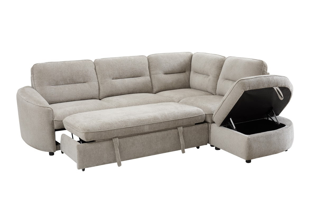 RHF Sectional Sleeper (Beige)