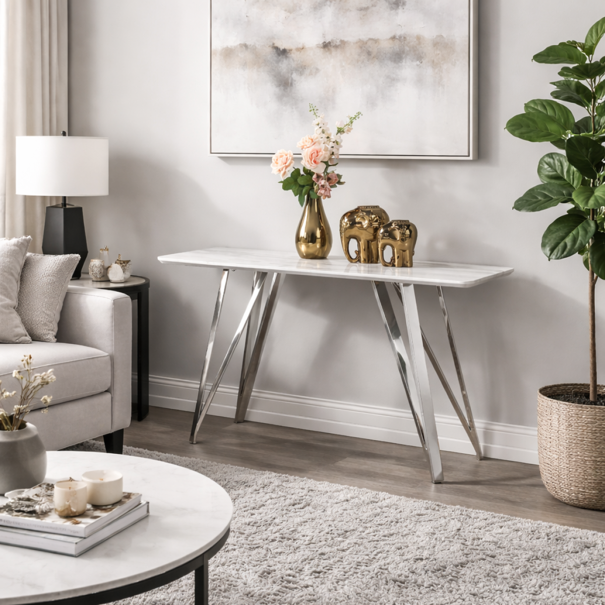 Sofa Table (White/Silver)