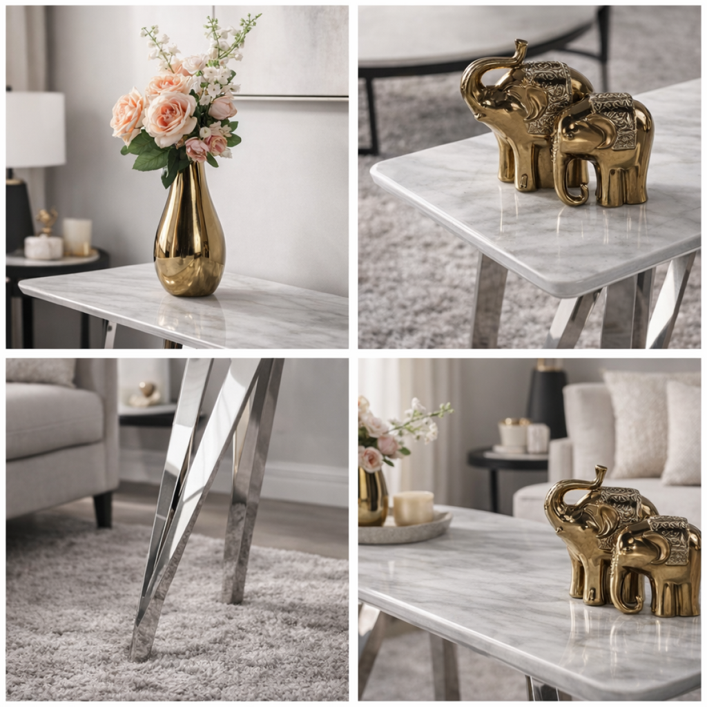 Sofa Table (White/Silver)