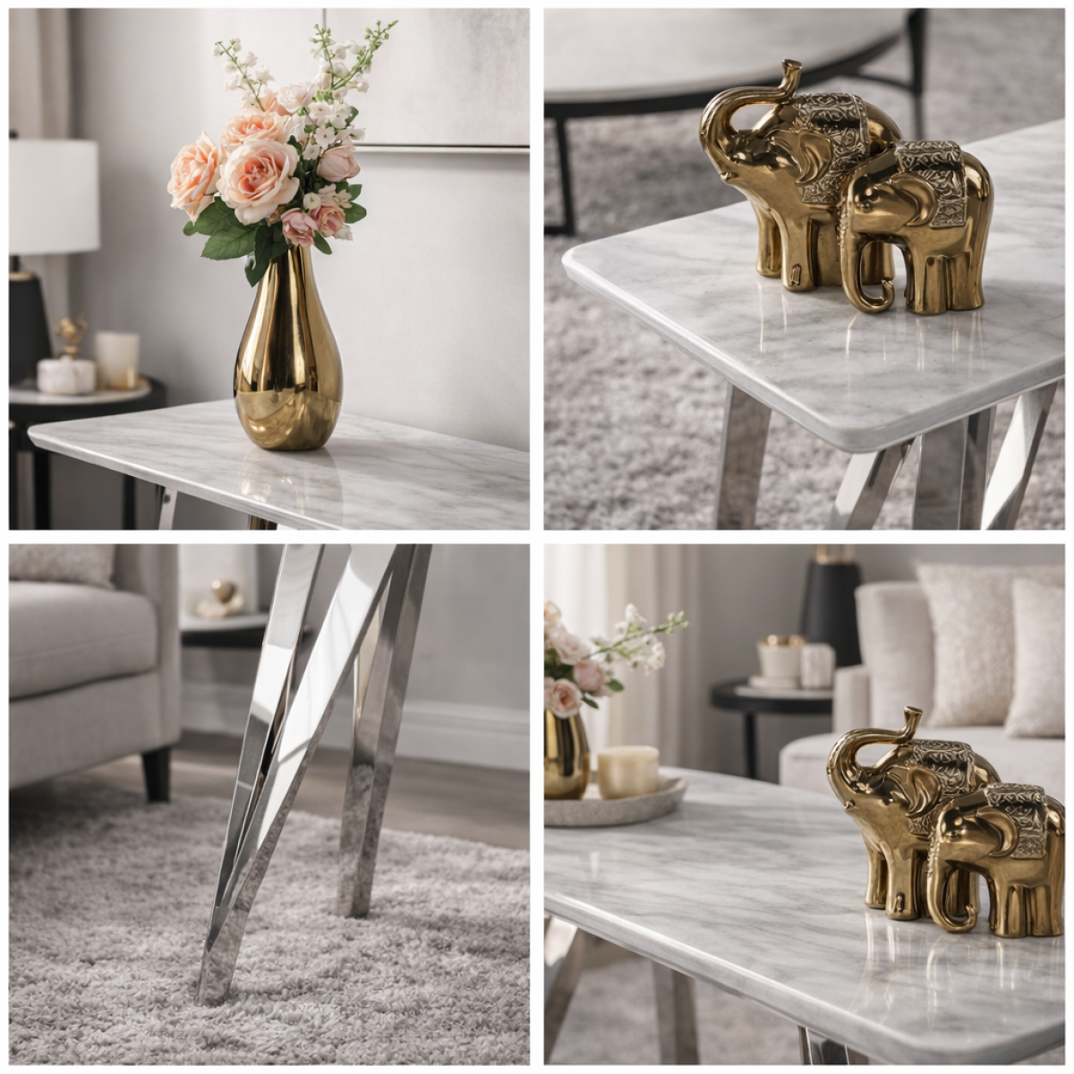 Sofa Table (White/Silver)