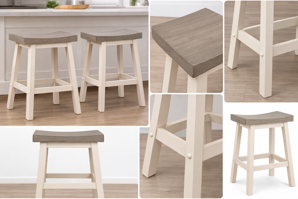 Counter Stool (Grey/White) (Set of 2) - 11225-24-OW