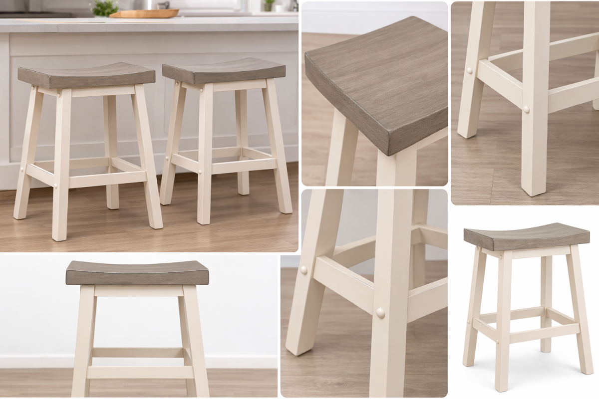 Counter Stool (Grey/White) (Set of 2) - 11225-24-OW