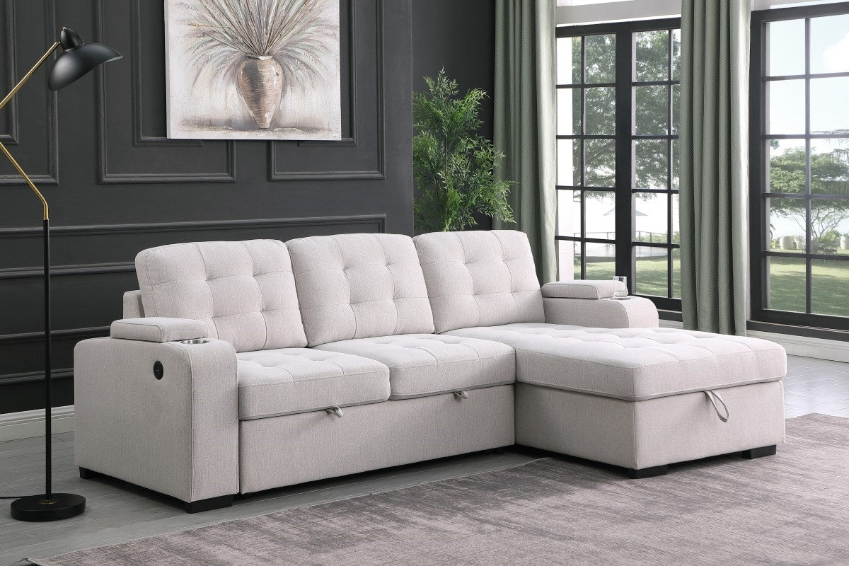 Lennox RHF Sectional Sleeper (Beige)