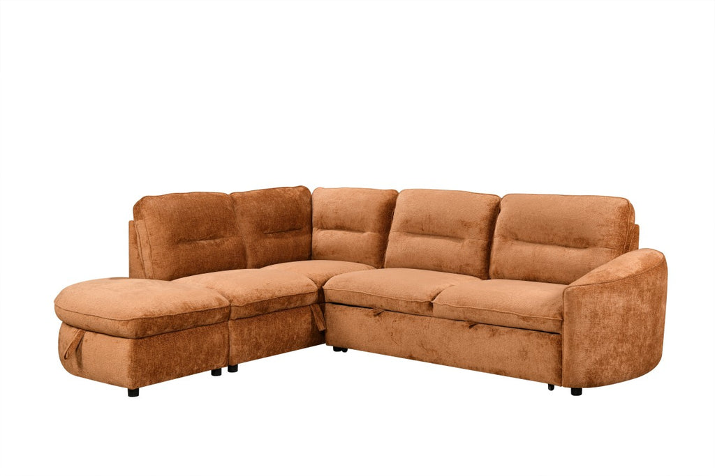 LHF Sectional Sleeper (Burnt Orange)