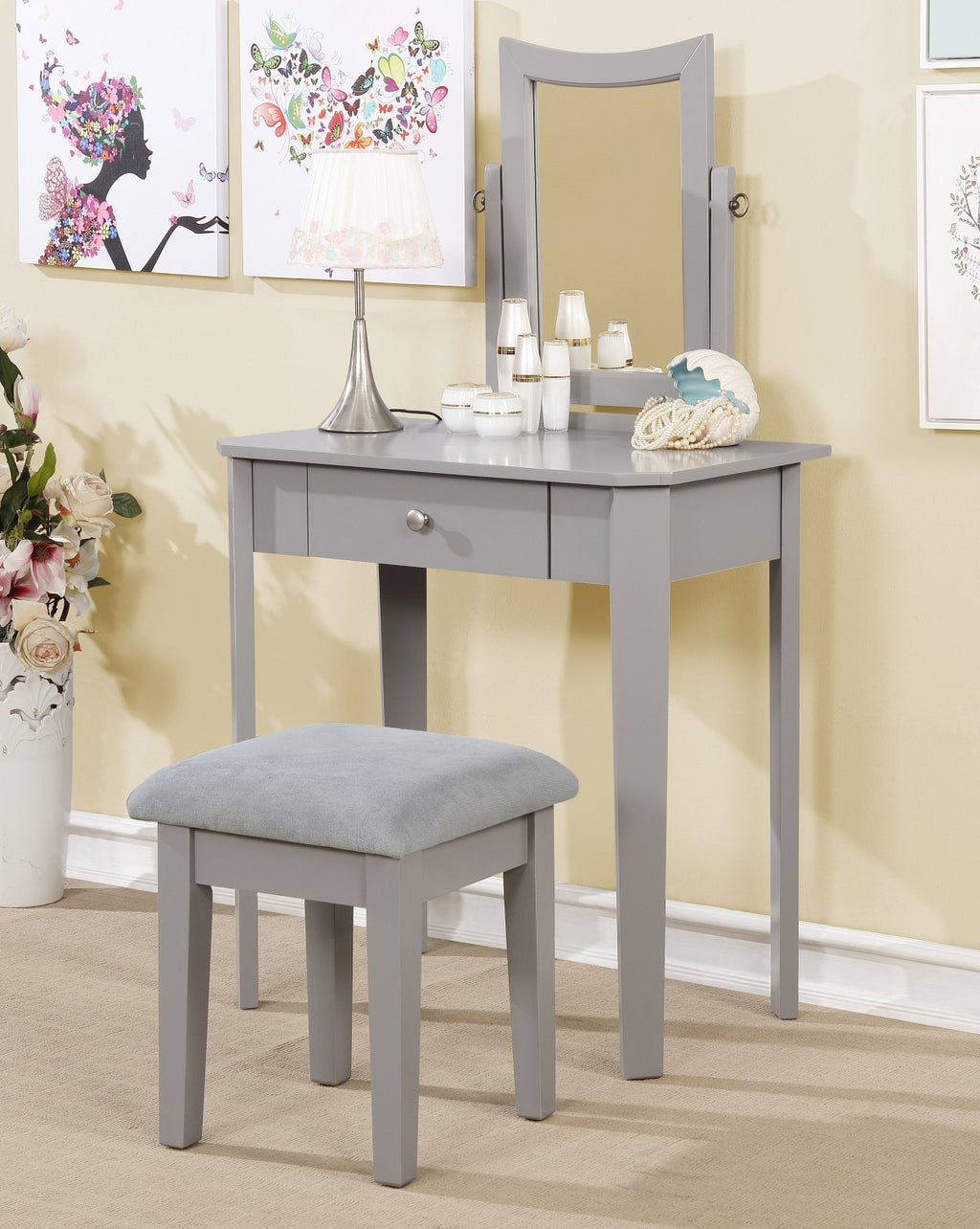 Cecilia Vanity Set (Grey)