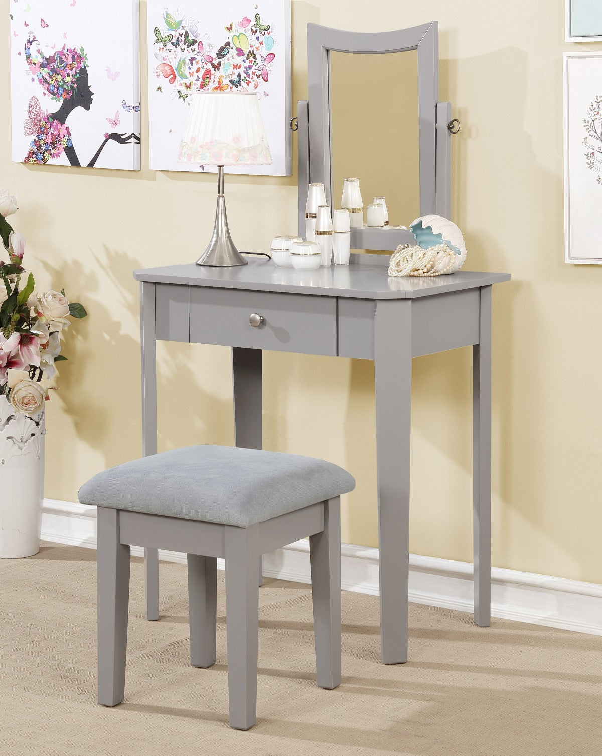 Cecilia Vanity Set (Grey)