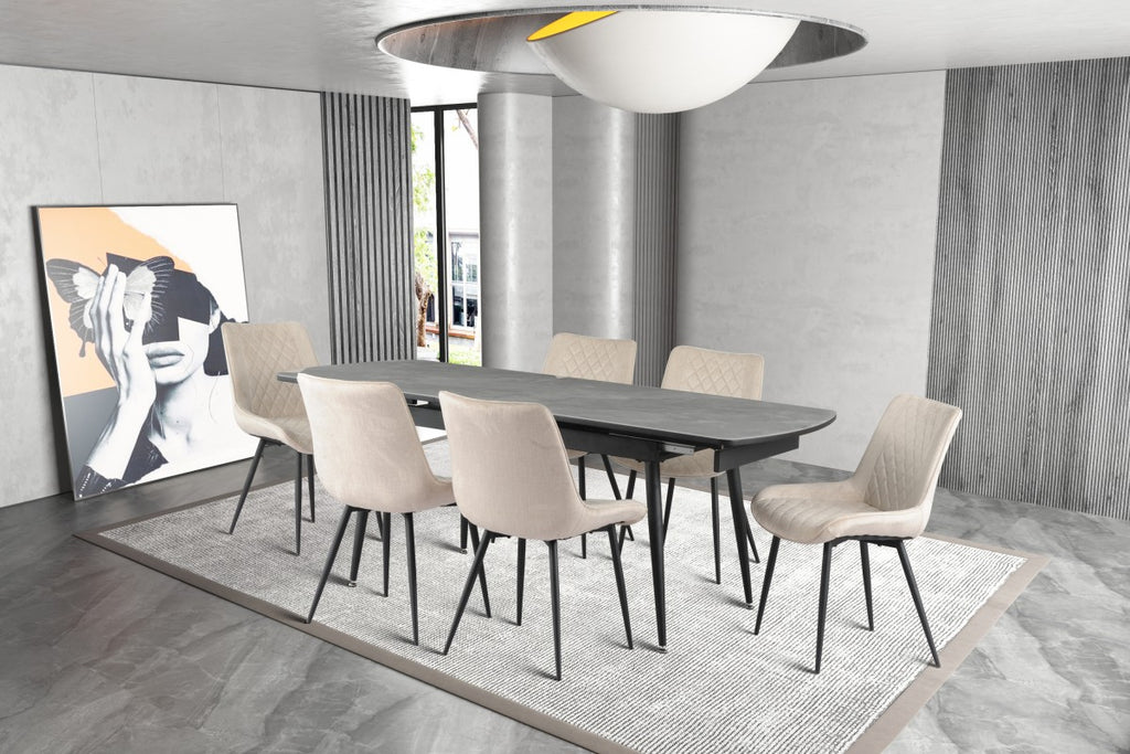 Fabian Ext. Dining Table (Dark Grey)