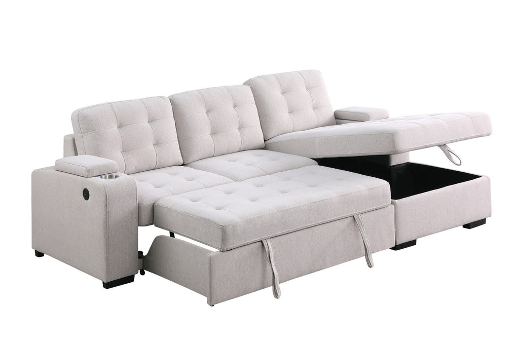 Lennox RHF Sectional Sleeper (Beige)