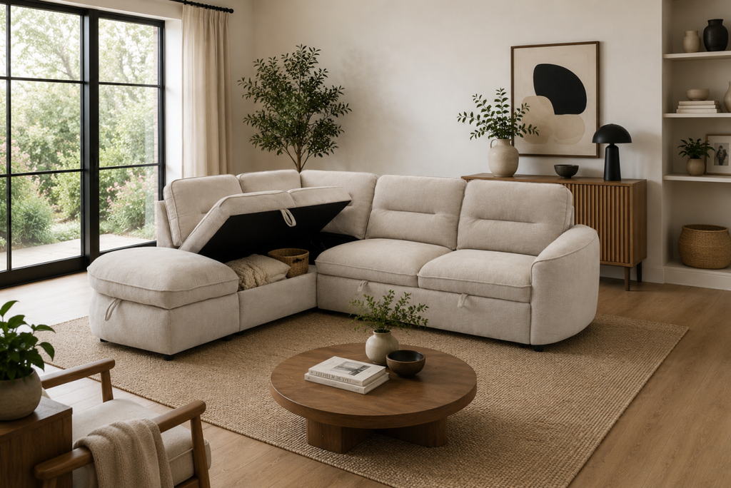 LHF Sectional Sleeper (Beige)