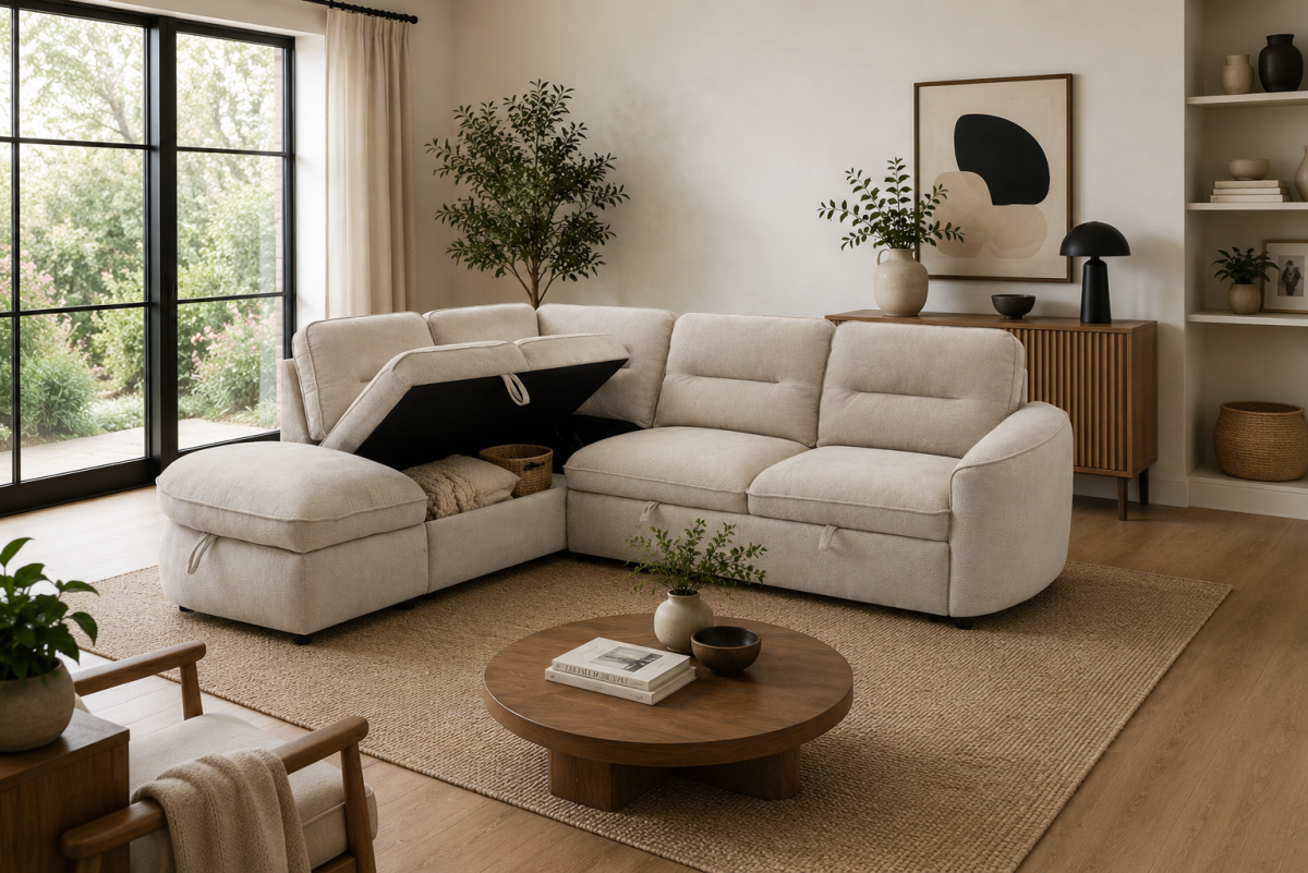 LHF Sectional Sleeper (Beige)