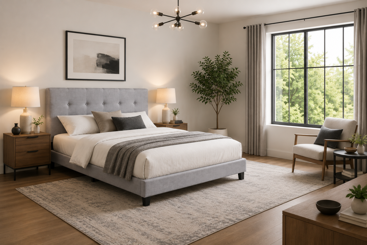Queen Platform Bed (Silver)