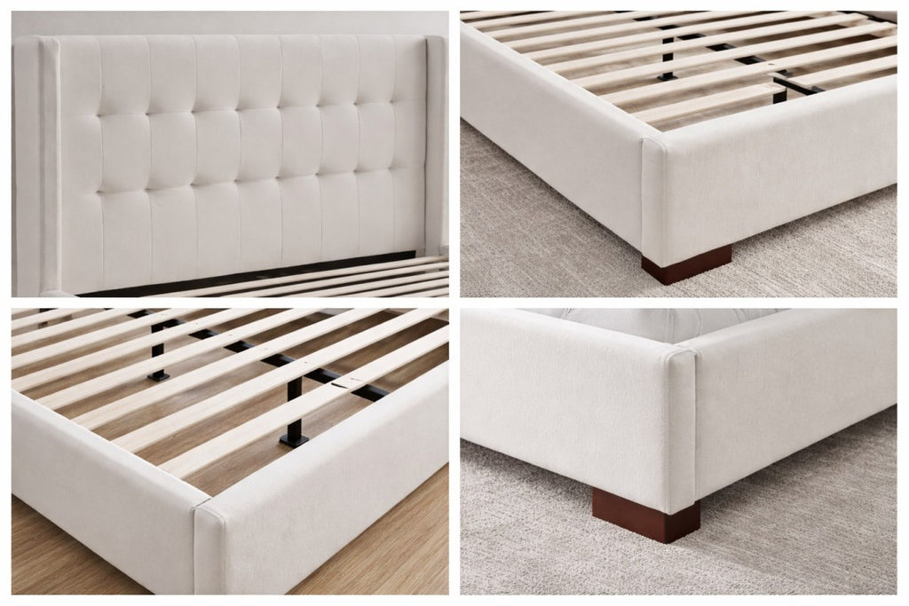 King Bed Frame (Beige) - 615670
