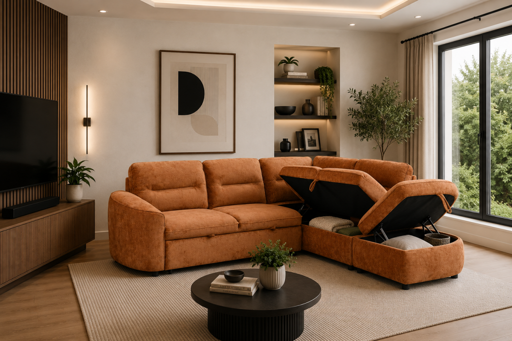 RHF Sectional Sleeper (Burnt Orange)