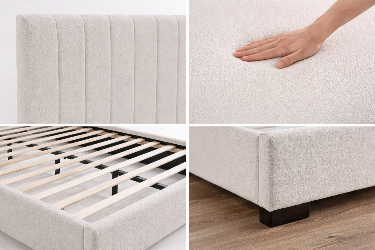 Queen Bed Frame (Beige) - 828941