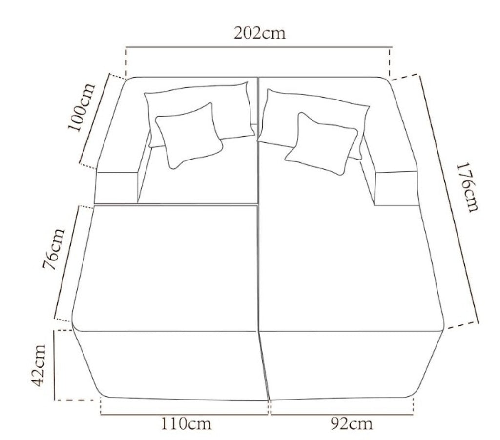 Simone Sectional W/Ottoman (Beige)