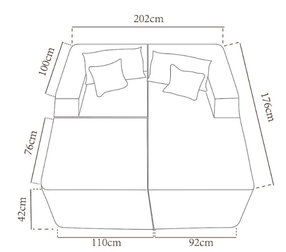 Simone Sectional W/Ottoman (Beige)