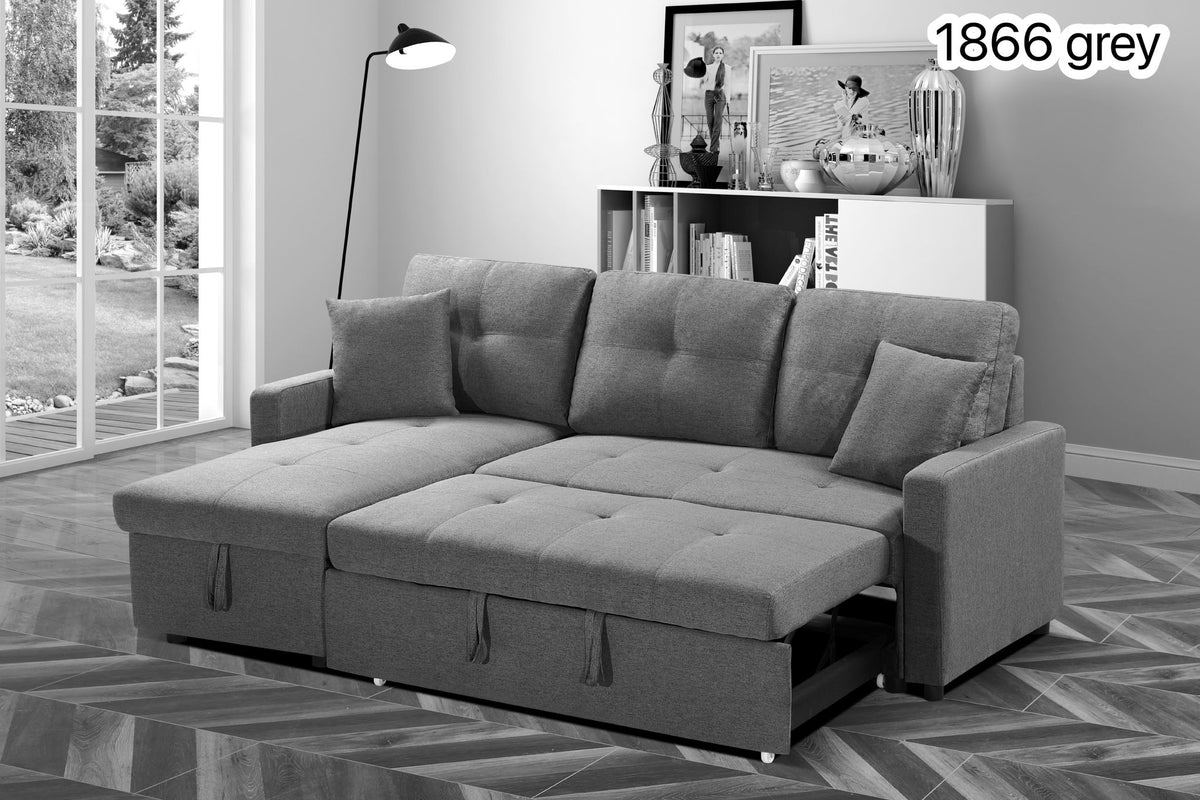 Live Oak 1866 Reversible Pull-Out Sofa Bed Sectional - Grey