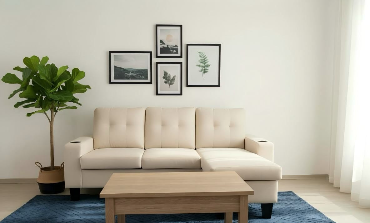 Live Oak 1867A Linen Sectional Sofa - Cream