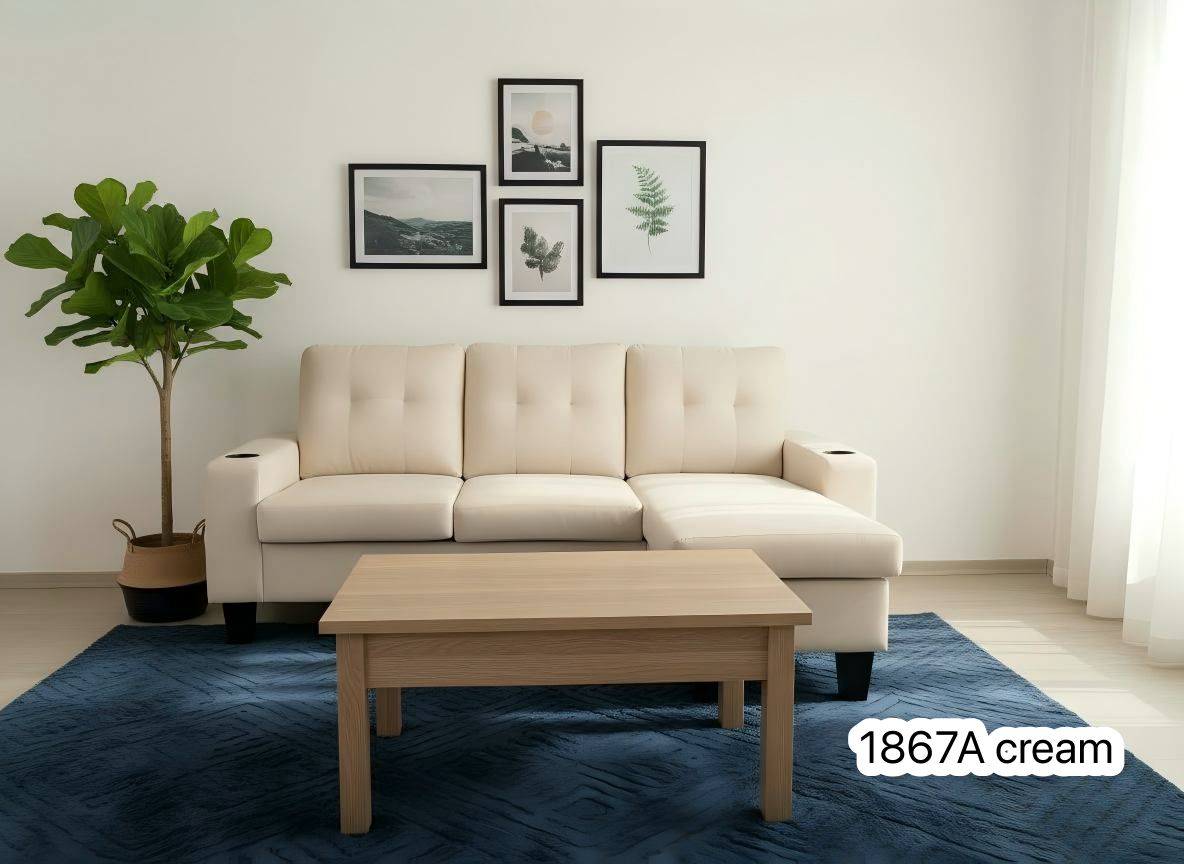 Live Oak 1867A Linen Sectional Sofa - Cream