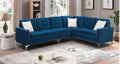 Live Oak 2201 Reversible Velvet Corner Sectional Sofa - Blue