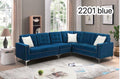 Live Oak 2201 Reversible Velvet Corner Sectional Sofa - Blue