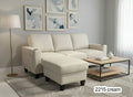 Live Oak 2215 Microfiber Sectional Sofa with USB Ports - Cream