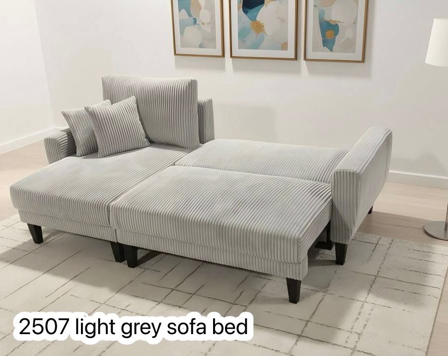 Live Oak 2507 Reversible Corduroy Pull-Out Sofa Bed - Light Grey