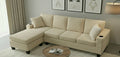 Live Oak 2511 Reversible Corduroy Sectional Sofa Set - Cream