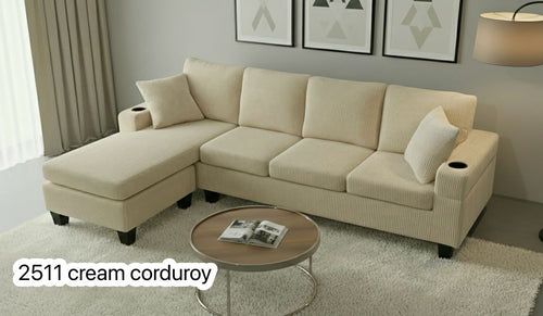 Live Oak 2511 Reversible Corduroy Sectional Sofa Set