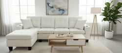Live Oak 6212 Reversible Linen Sectional Sofa Set - Cream