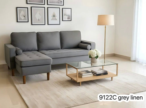 Live Oak 9122C Reversible Sectional Sofa with Solid Wood Legs